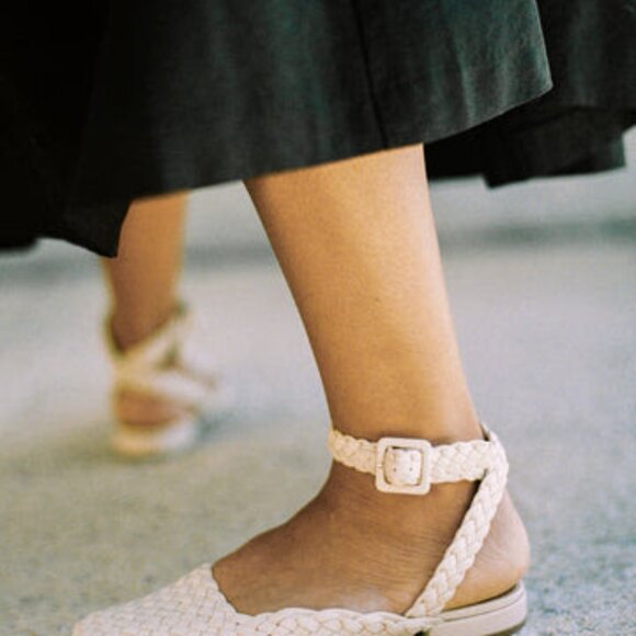 LOQ Adria Sandals in Sand Woven Leather Summer Ankle Strap Shoes - Picture 2 of 4